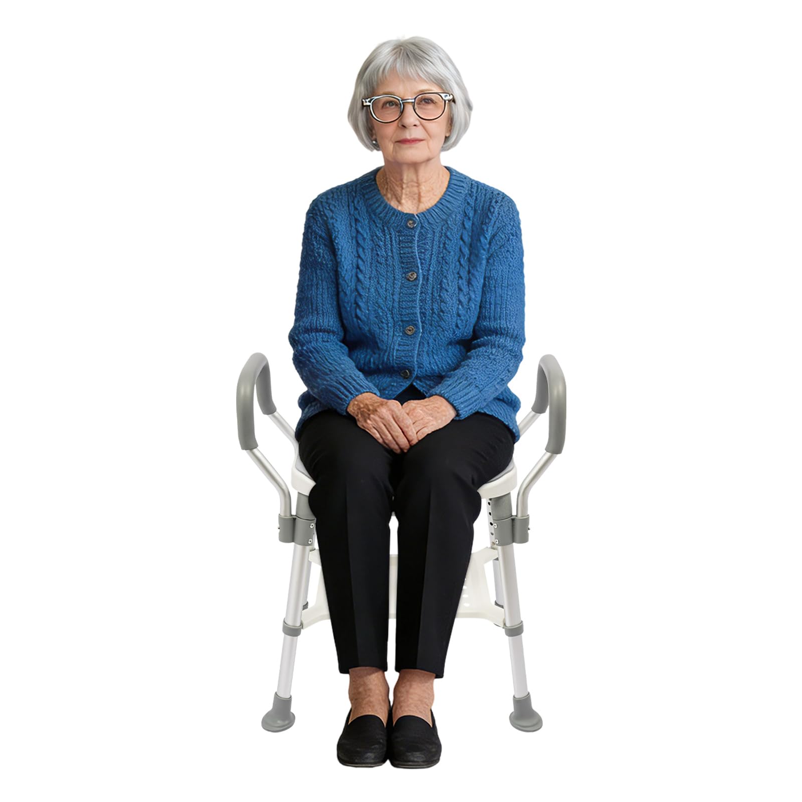 Silla de ducha para personas mayores, asiento de ducha con reposabrazos y respaldo, altura regulable, silla de ducha para embarazadas, taburete antideslizante para ducha, capacidad de carga de 150 kg