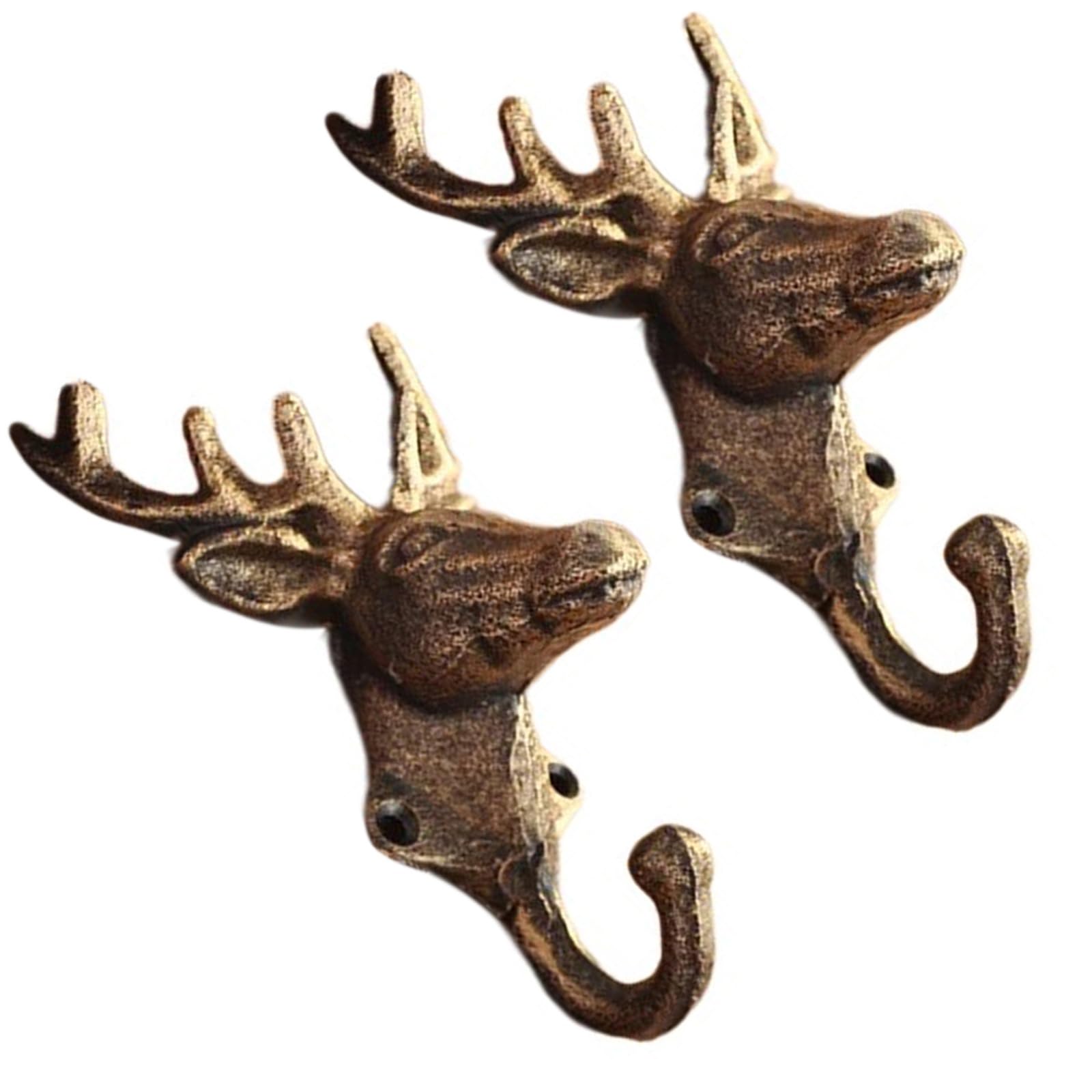 RAFGALDEX 2pcs Decorative Sturdy Iron Deer Head Hook for Elegant Wall Mounted Storage Solution Fashion Home Accessory Daily Use Entryway Organizers