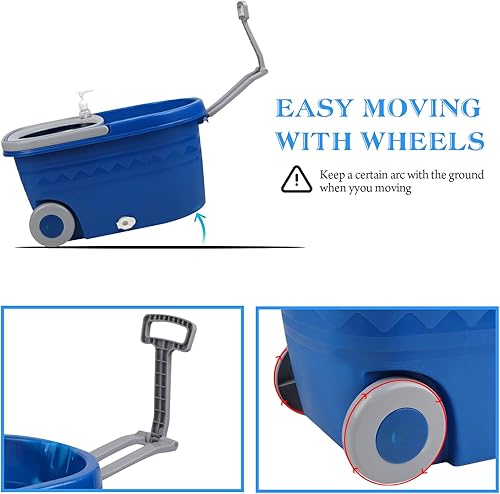 Miniatura 6 de Juego de trapeador y cubo con escurridor de 25 cuartos de galón acero inoxidable Deluxe 360 sistema de limpieza de piso con 3 repuestos de cabezal