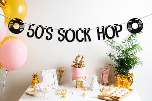 Miniatura 5 de Banner de los años 50, decoraciones de cumpleaños temáticas de los años 50, retro Rock N Roll de los años 50, música disco clásica, estrella de