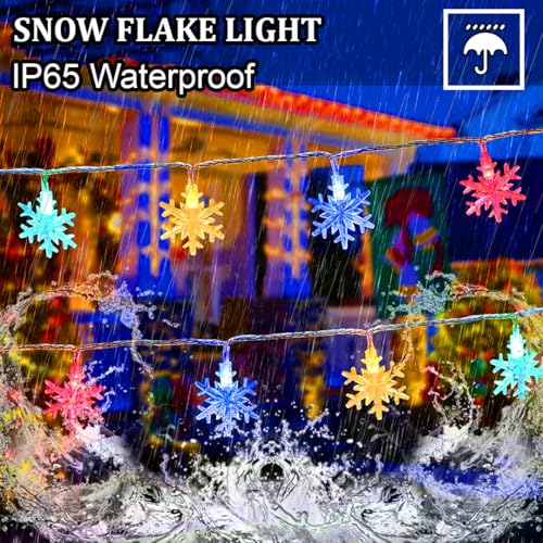 Image of fizzytech Snow Flake String Lights for Indoor Outdoor Decoration Diwali Light for Party Birthday Diwali Christmas Navratri Valentine Gift Home Decoration Light (Snowflake 10 M 50 LED Multicolor)