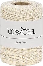 100% Mosel Baumwollkordel in Natur-Weiß und Gold (2 mm x 100 m), mit Metallicfaden, Geschenkband für Tischdekorationen, Goldband für Geschenke, Dekokordel für Makramee, Bastelschnur