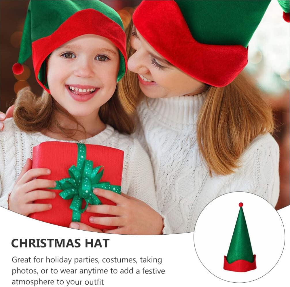 FRCOLOR 4pcs Christmas Elf Hat Felt Red and Green Santa Elf Hats Xmas Christmas Elf Costume Headwear