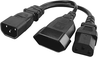 IEC320 C14 to EU4.0mm +IEC320 C13 Power Adapters Cable, Male to Female Connectors Cord Conversion Wire Line Black