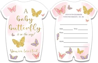 Pink Butterfly Girl Baby Shower Party Shaped Invitations Cards with Envelopes Set of 20 Butterflies Baby Shower Invites Fill in Blank