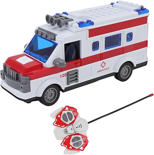 Miniatura 1 de VGEBY Juguete de ambulancia RC para niños ambulancia de control remoto de cuatro vías con luces simulación ambulancia regalo de coche para niños