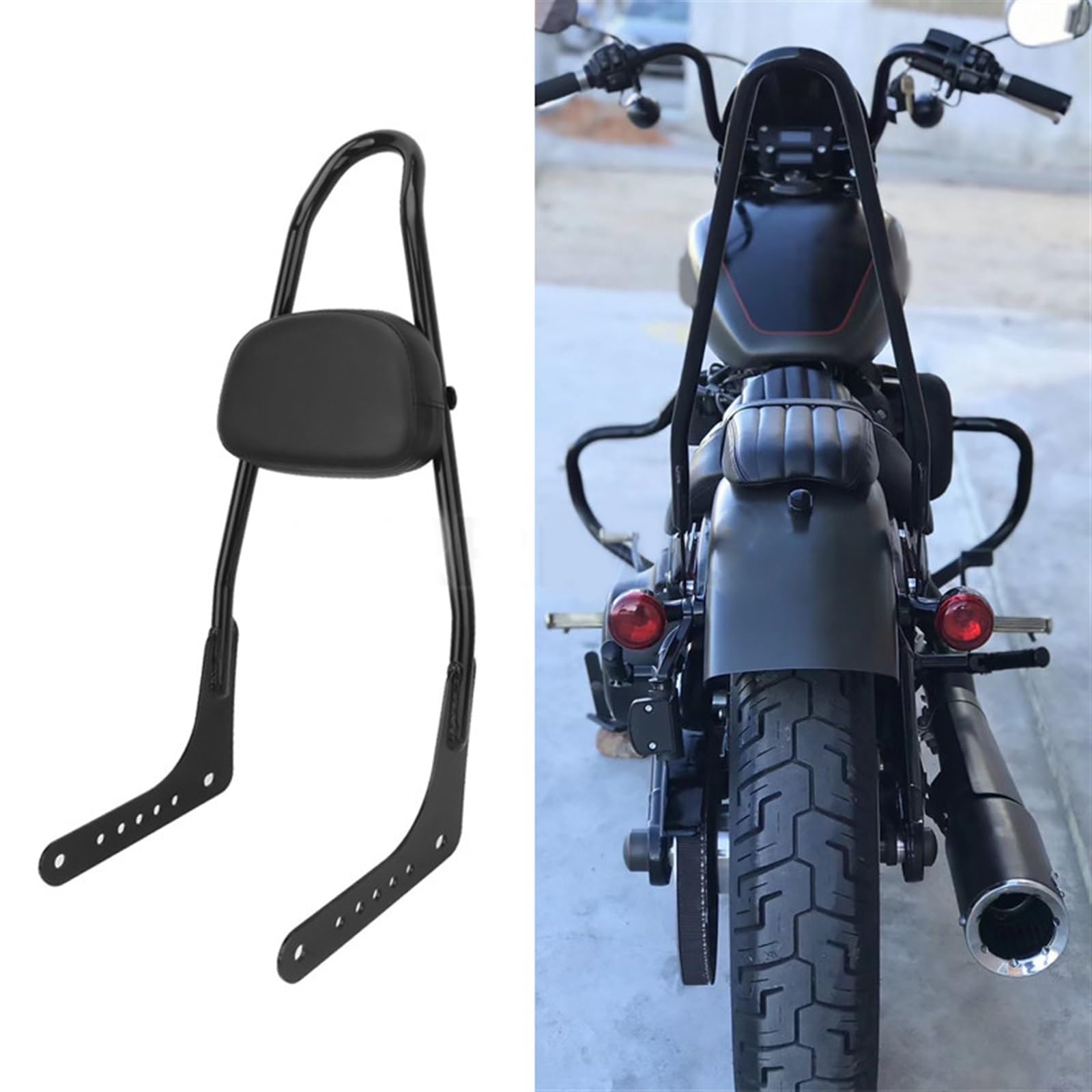 Moto Nero Sissy Bar Passeggero Schienale Pad per H&Arley Softail Low Rider Fat Boy Street Bob Breakout 2018-2020 2019