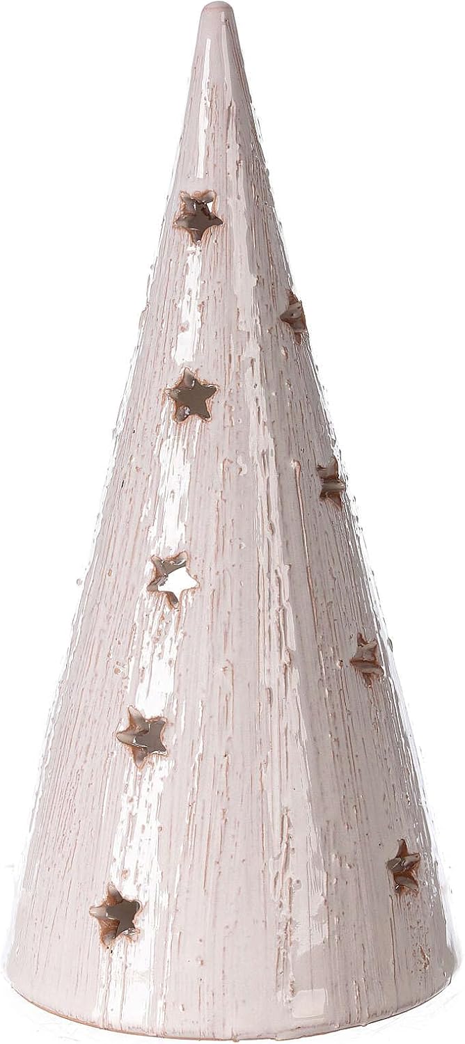 Christmas Tree Candle Holder with Nativity in Deruta Terracotta 25 cm