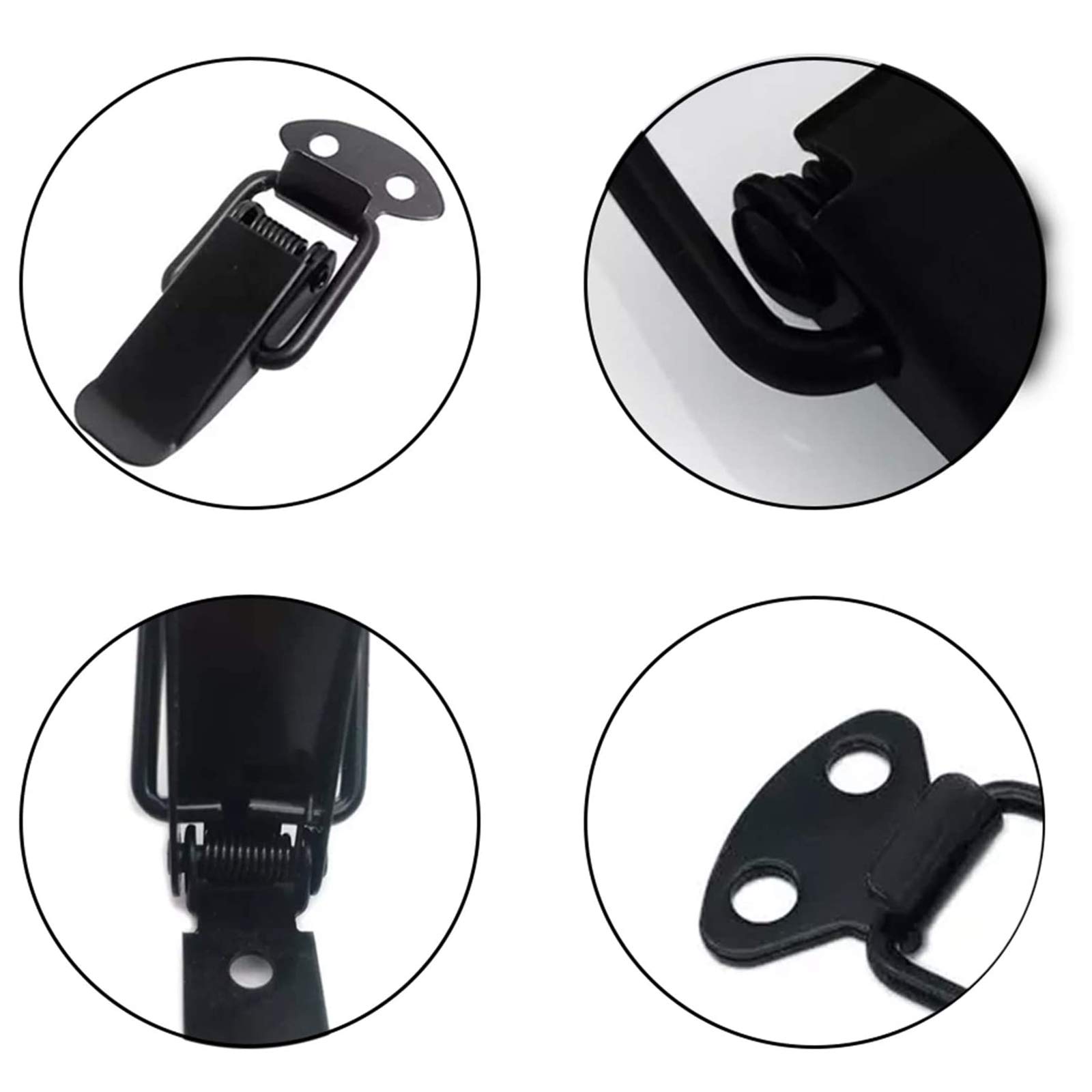 2 Pezzi Di Chiusura A Leva In Acciaio Inossidabile, Lunghezza 75 Mm, Morsetto Con Gancio In Acciaio A Molla, Chiusure A Leva Per Moquette Per Scatola Attrezzi, Baule, Scatola, Porta Baule - Foto 9