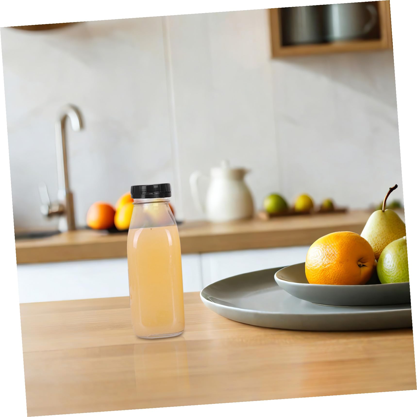 Cabilock 8pezzi Bottiglie in Vetro Pertte Acqua Succo Yogurt e Bevande Trasparenti Coperchio in Ermetico Per Conservazione e Facili Da Pulire