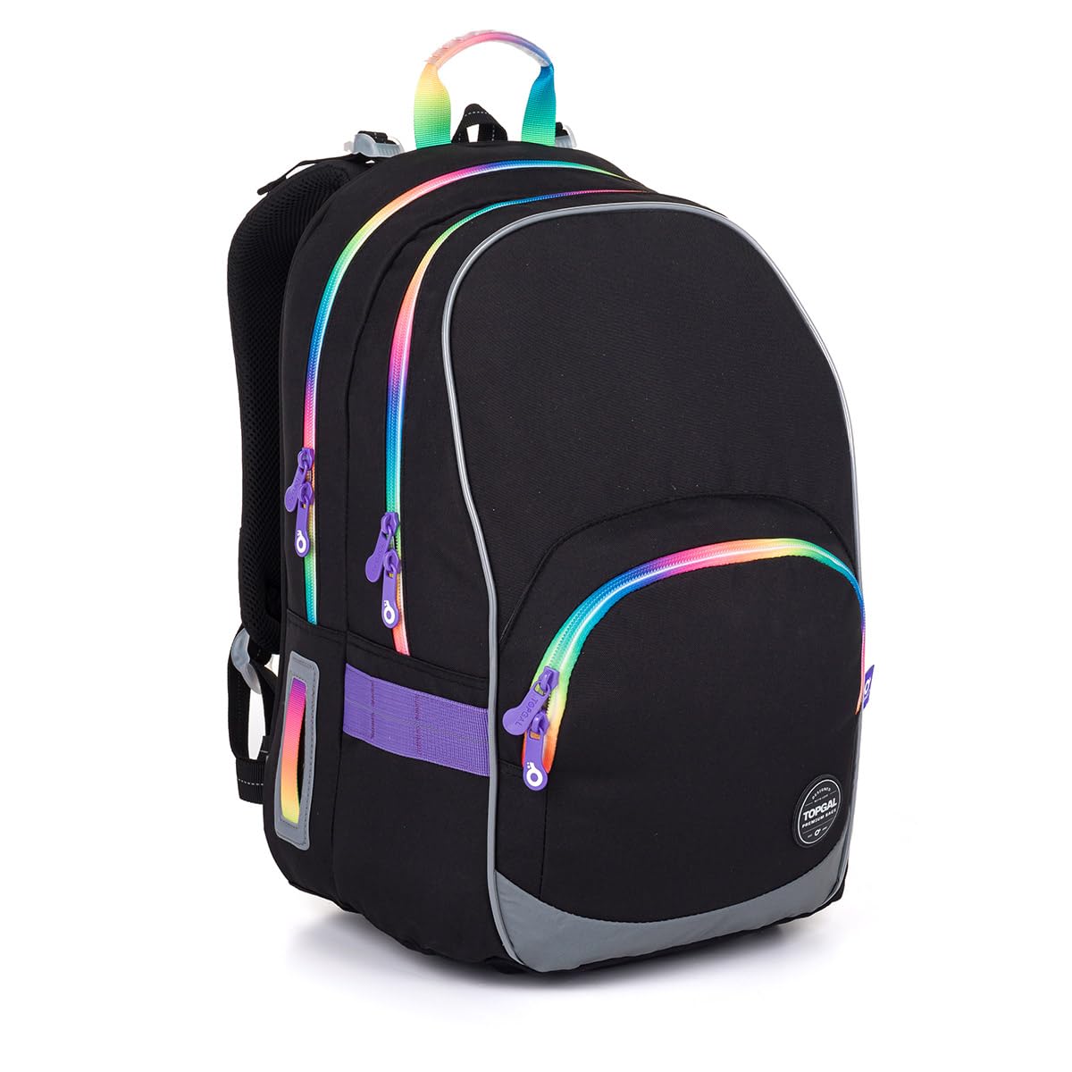 TOPGAL KIMI Schulrucksack ab der 2. Klasse (ca. 125 cm), ergonomisch & leicht, wasserabweisend, mit reflektierenden Elementen, 26 L Schulranzen mit Brustgurt & Rückenpolsterung (Schwarz 2)
