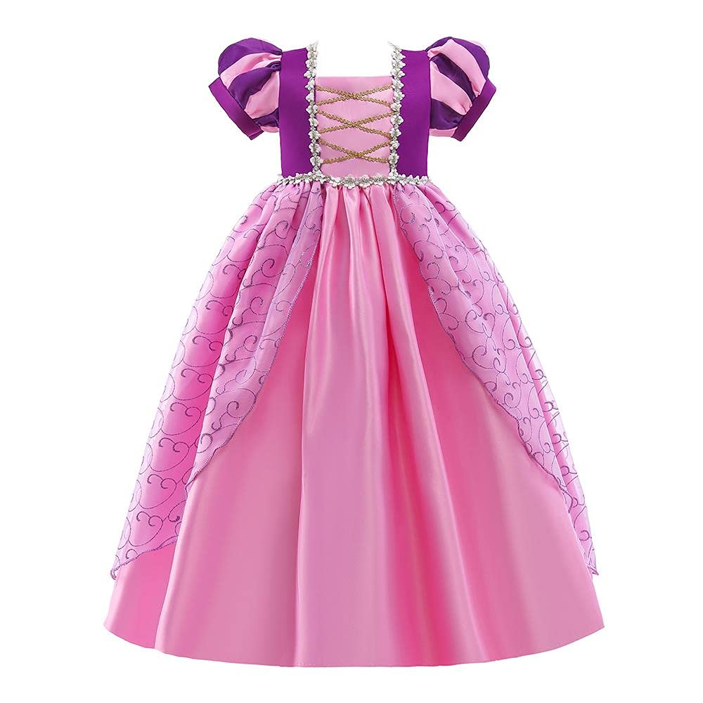 Lito Angels Disfraz de Princesa Rapunzel Vestido de Fiesta de Cumpleaños para Niña Pequeñas, Manga Corta, Púrpura Morada