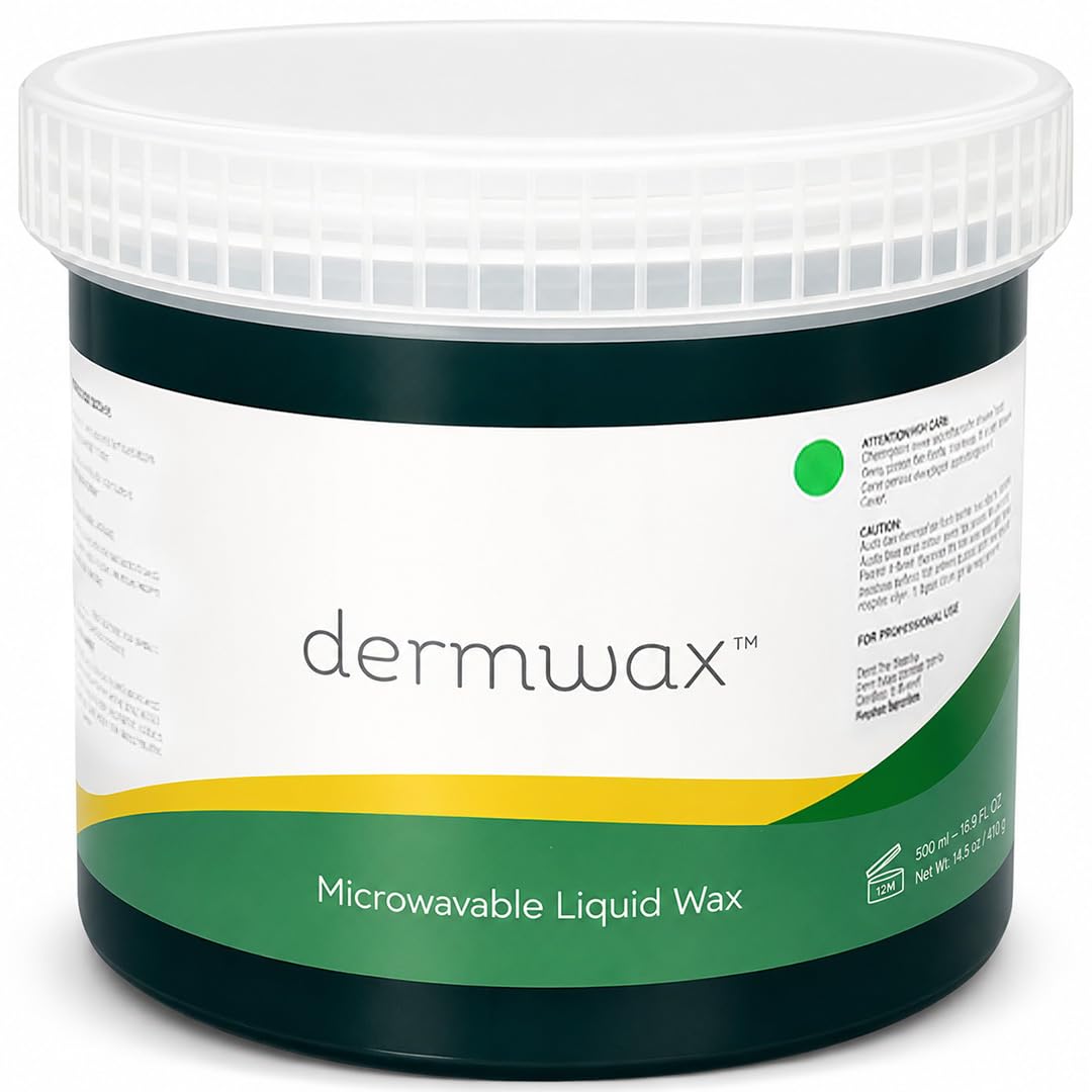 Dermwax Liquid Azulene Green Microwavable Soft Strip Wax for Face and Body