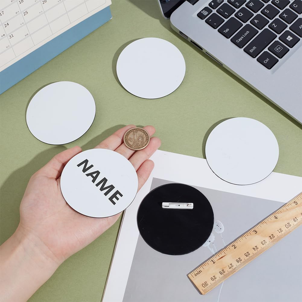 OLYCRAFT 20pcs Bouton Sublimation Vierge avec Épingles 75mm Bouton Rond Vierge Blanc Badge Personnalisé avec Épingle Projets de Bricolage Étiquettes Nominatives Vierges Bricolage