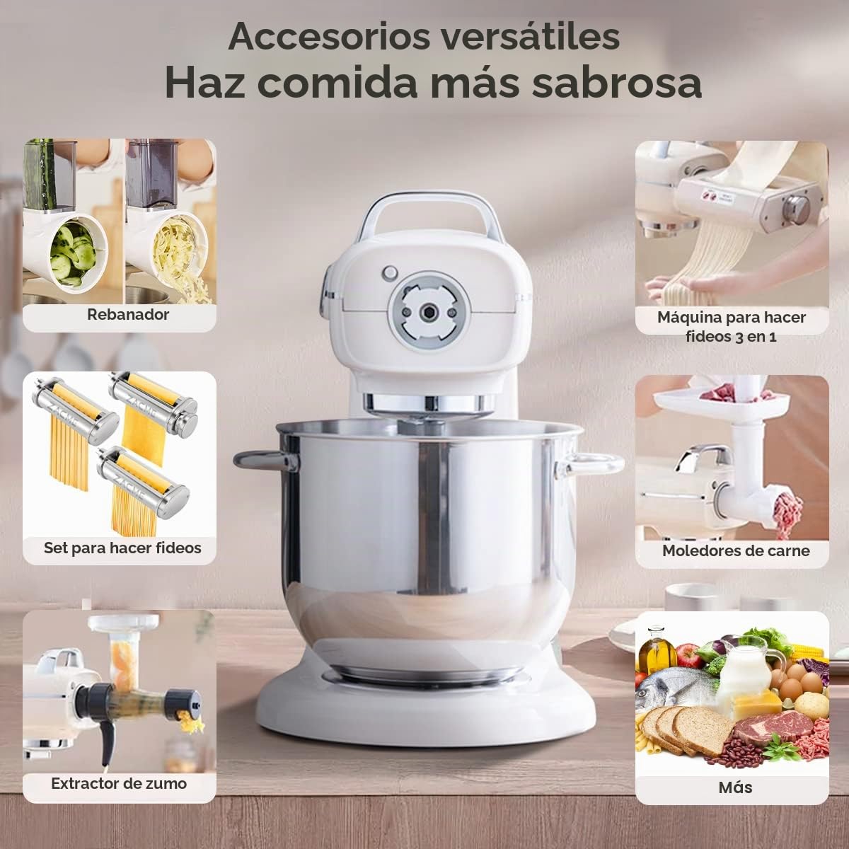 Robot de Cocina Multifuncional 7L,Batidora Amasadora Repostería Profesional 1500W, 11 velocidades, para la mayoría de la cocina casera