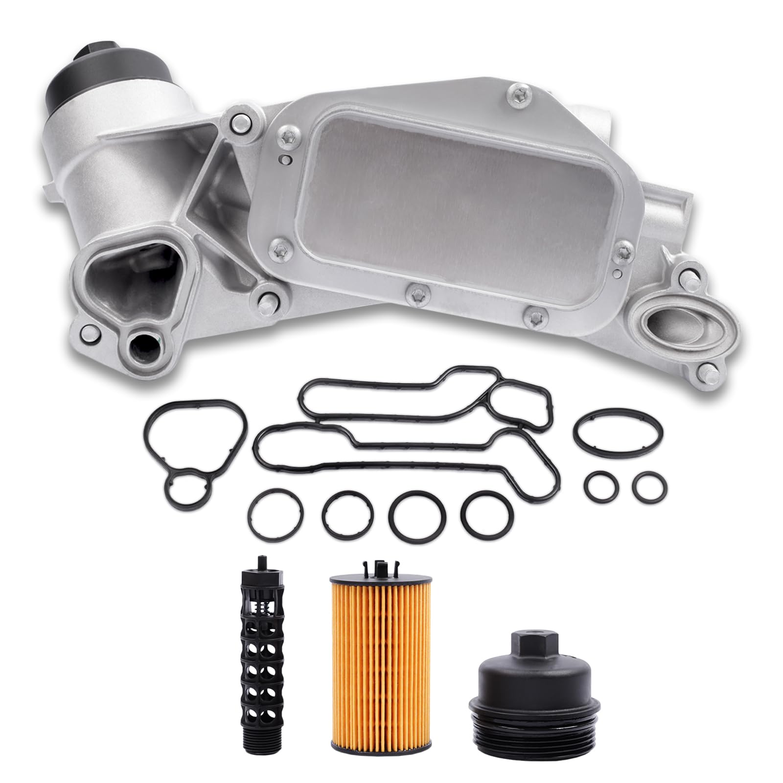 Photo 1 of 25199751 918-432 Engine Oil Cooler Filter Housing Assembly Adapter with Gasket, Insert, Cap Compatible with 2008-2019 Cruze Sonic Malibu Aveo, Buick Cascada, Pontiac G3, Saturn Astra 1.6L 1.8L