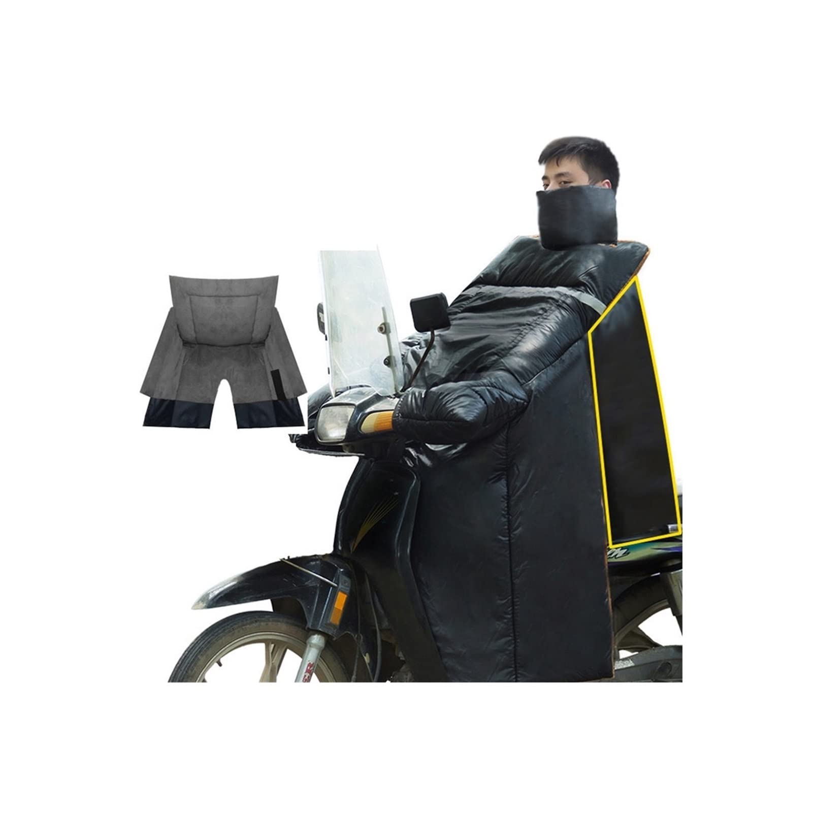 Warm Handlebar Gloves 125 Straddle Handlebar Gloves PVC Waterproof Cloth, Thickened Lining Used For Winter Motorcycle And Snowmobile Riding (Color : Black A)