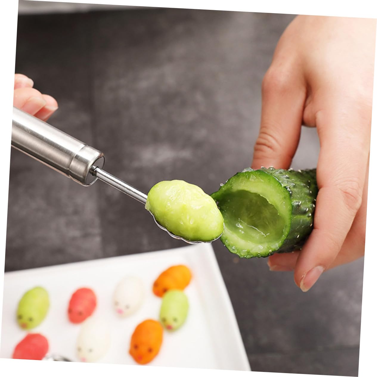 Cuchara para Bolas de Melón y Fruta 4 Piezas Acero Inoxidable 304 Mango Ergonómico Sacabolas Multiusos para Cocina Hogar Herramientas para Frutas y Helados