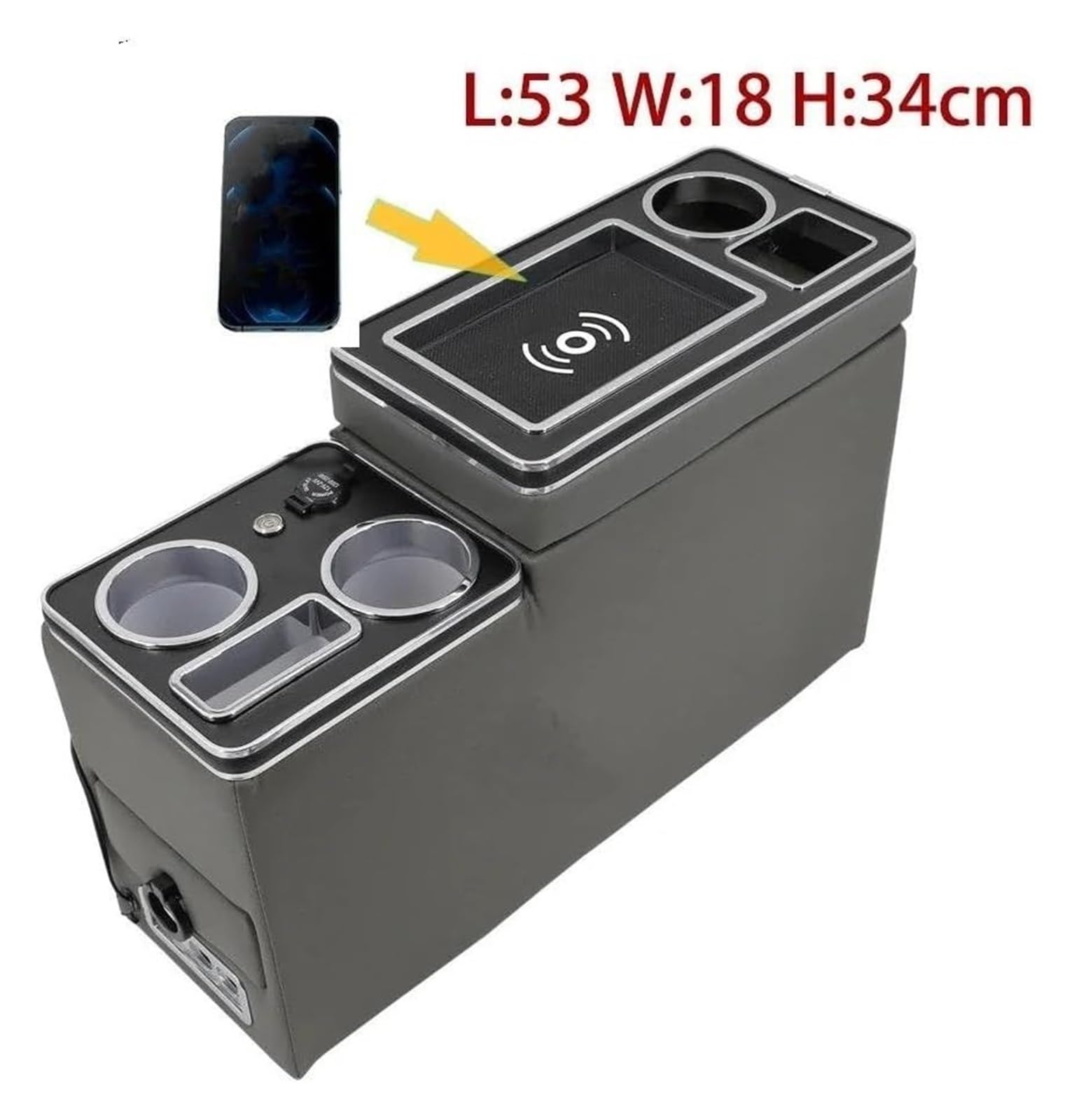 Braccioli per Auto per VW per Caravelle/per M&ultivan T4 T5 T6 2003-2023 Bracciolo Centrale con Ricarica Wireless per Telefono(for 5th Grey)