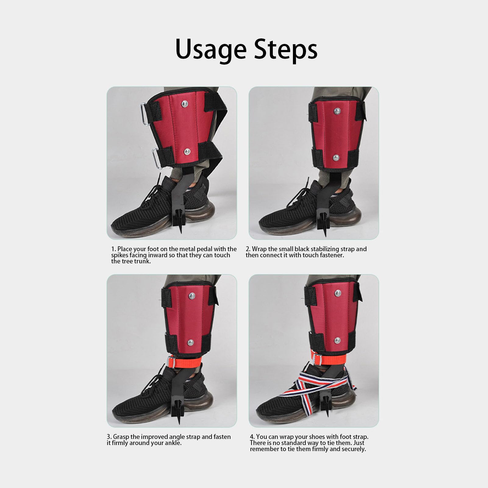 Focket Pointes d'escalade d'arbre, 1 Paire de Matériel d'escalade d'arbre Réglable en Plein Air avec Sangles et Gants, équipement D'arboriste en Acier Inoxydable pour Grimpeurs