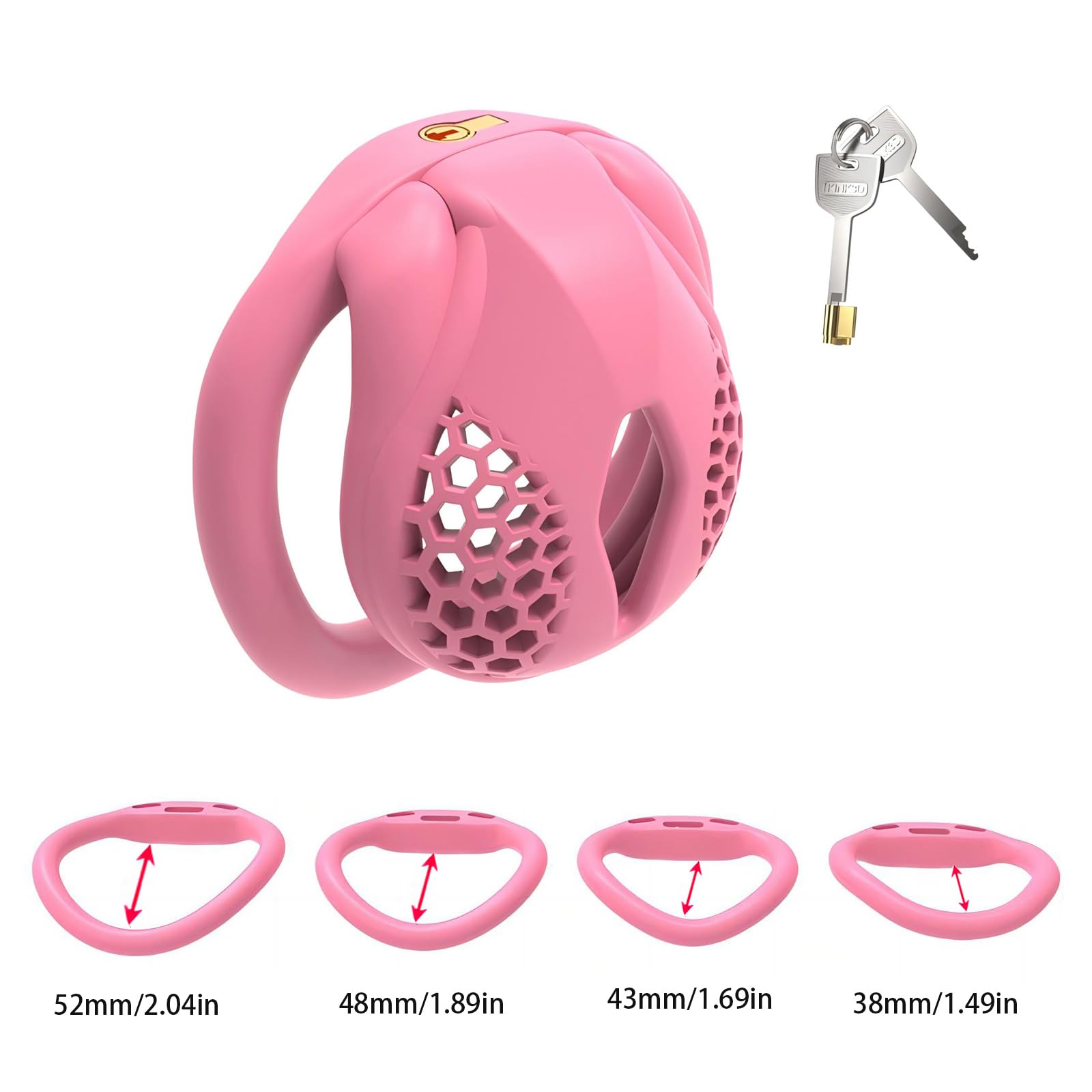 Cage Chastetée pour Homme Cage de Chasteté Pénis avec 4 Anneaux de Tailles Différentes Ceintures de Chasteté avec Serrure Invisible pour le Bondage du Pénis Sex Toys Chastity Cage (Micro,Pink)