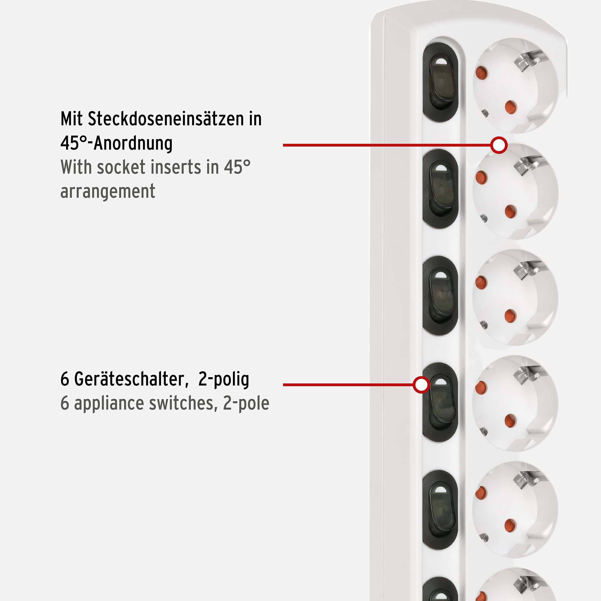Brennenstuhl Steckdosenleiste einzeln schaltbar 6-Fach mit 2-poligen Schaltern & Steckdosenleiste einzeln schaltbar 6-Fach mit 2-poligen Schaltern