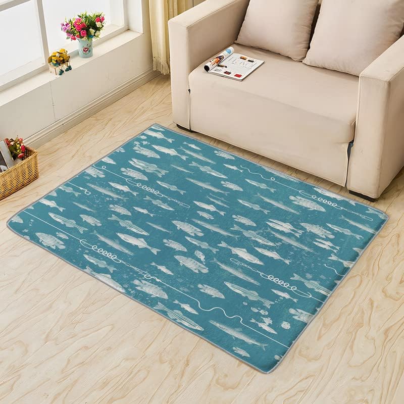 Miniatura 4 de Alfombras lavables para entrada, sala de estar, dormitorio, alfombra de peces y decoración del hogar, alfombra de área de pesca de 2 x 3 pulgadas