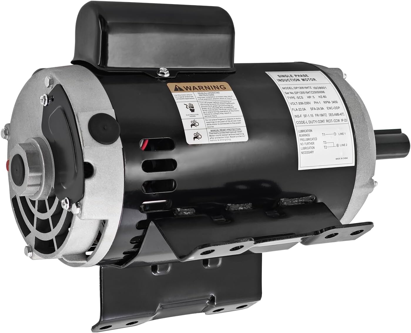 23378805 5HP 3450 RPM Air Compressor Motor Compatible with Ingersoll Rand Single Phase 208-230V 184T Frame Replace# 54421193