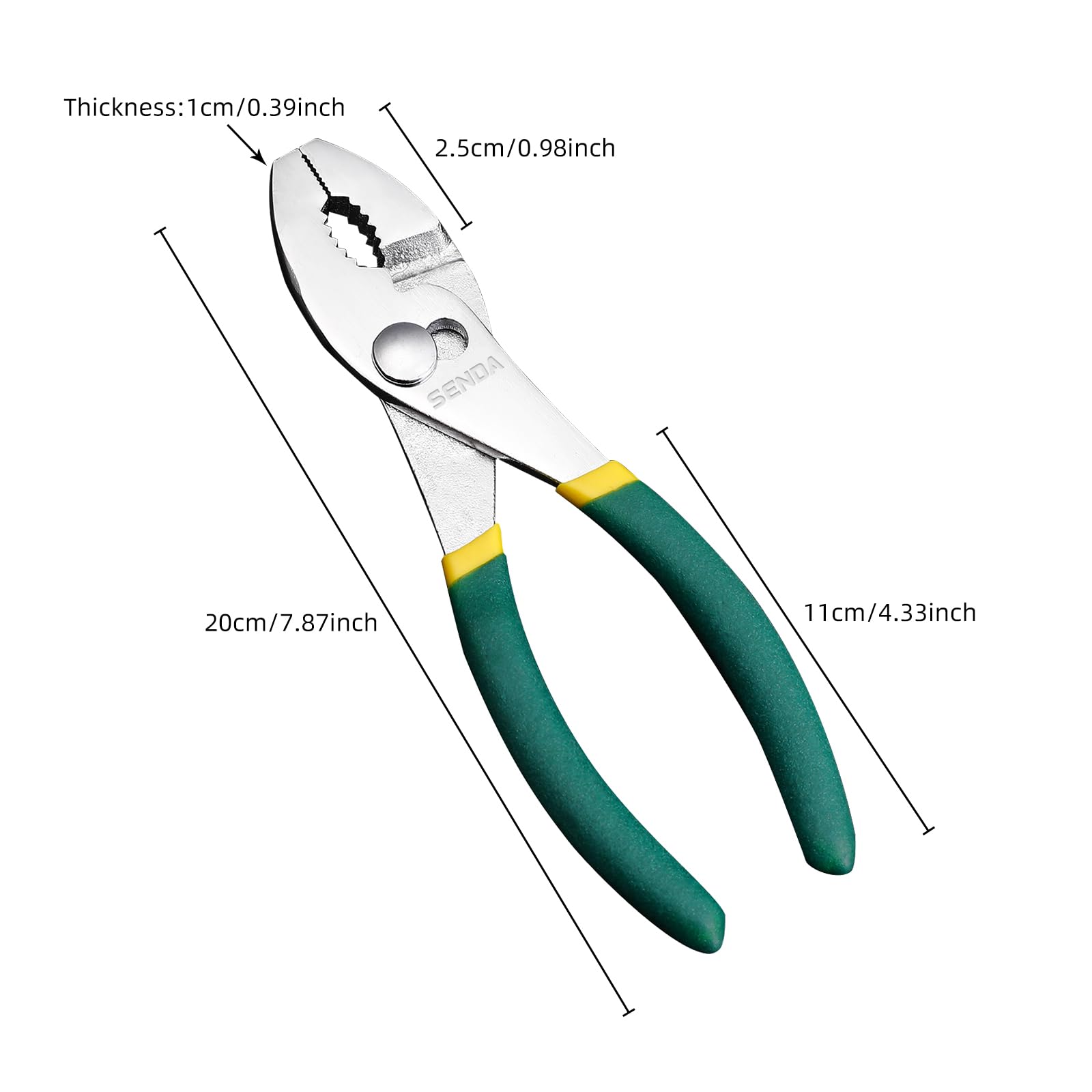 8 Inch Slip Joint Pliers, Ergonomic Anti-slip Handle for Comfortable Grip, Heavy Duty Fine Carbon Steel, Strong Sharp Teeth, Pliers for Tightening, Loosening and Gripping Nuts and Bolts