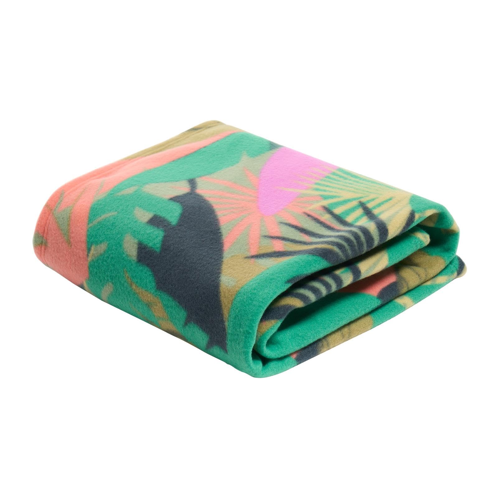 Ohs Green - Tropical Tropical Polar Fleece Blanket Green Throws For Sofas Bed, Soft Warm Cosy Throw Blanket Over Settee Couch Decorative Lightweight Comfy Single Bed Throw, 120 X 150Cm