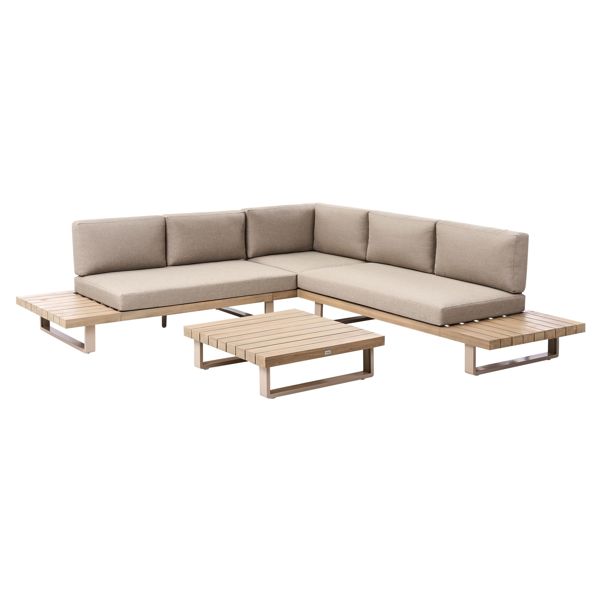 Beliani Lounge Set 5-Sitzer FSC Akazienholz Hellbraun mit Auflagen beige Taupe Mykonos