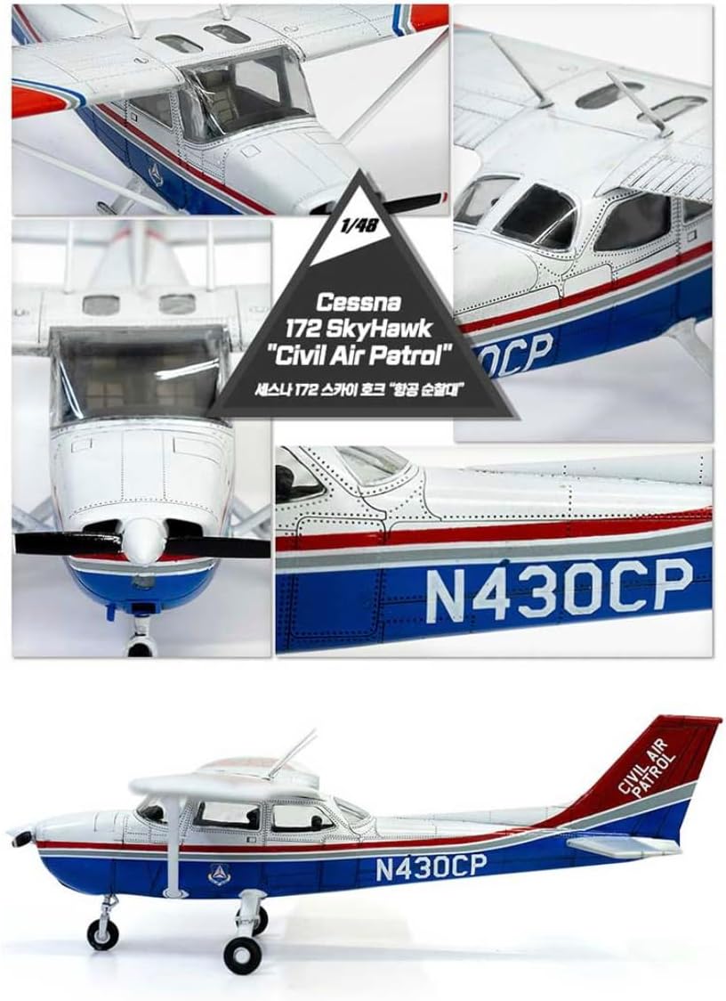 Academy 1/48 Scale Cessna 172 Skyhawk Civil Air Patrol Model Kit 12367