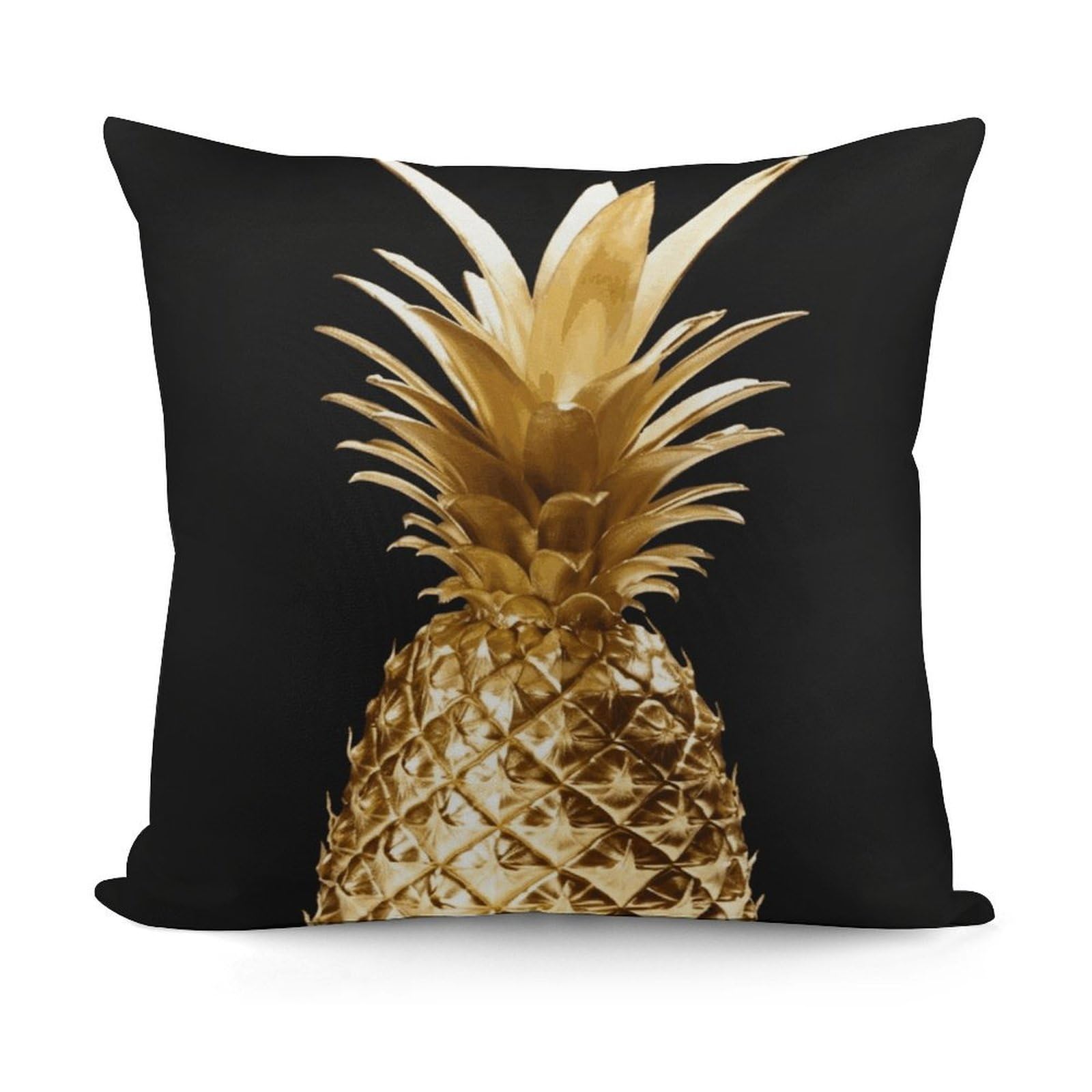 JTREHY Gold Pineapple Pillow Covers Decorative Throw Pillow Covers Soft Decor Couch Cushion Case Modern Square Pillow Cases Summer Pillow Cover for Sofa Living Room 18x18 in