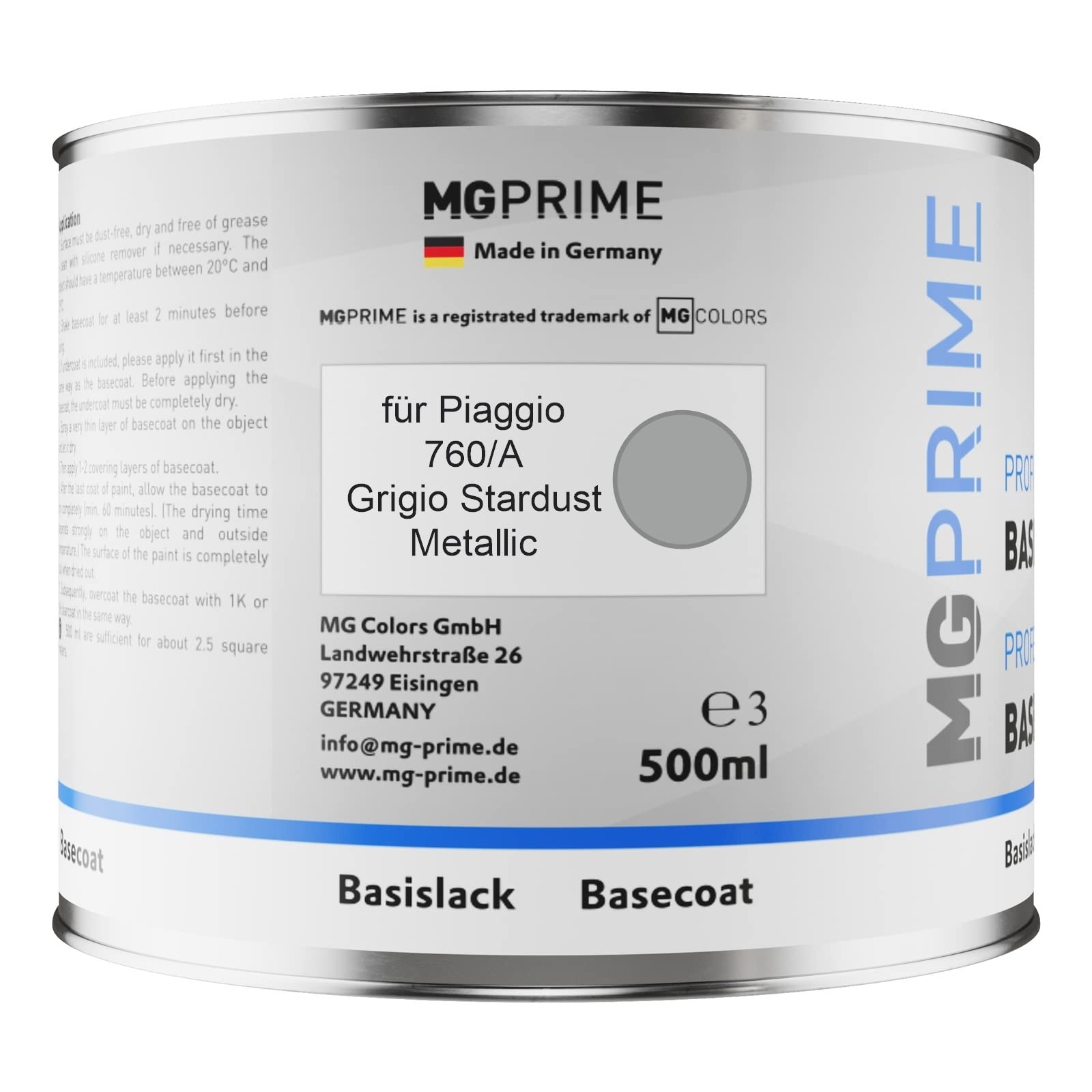 Kit Ritocco Vernice Piaggio Grigio Stardust Metallic 760/A | Base E Trasparente 50ml - Made In Germany - Foto 4
