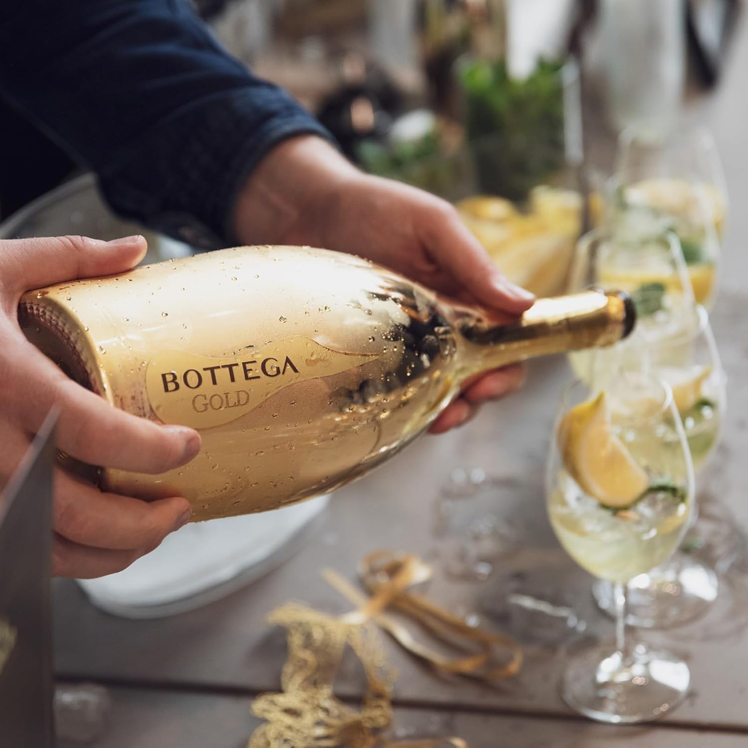 Bottega Confezione Glamour Gold - 1 Gold Prosecco DOC 750ml & 2 Calici Riviera