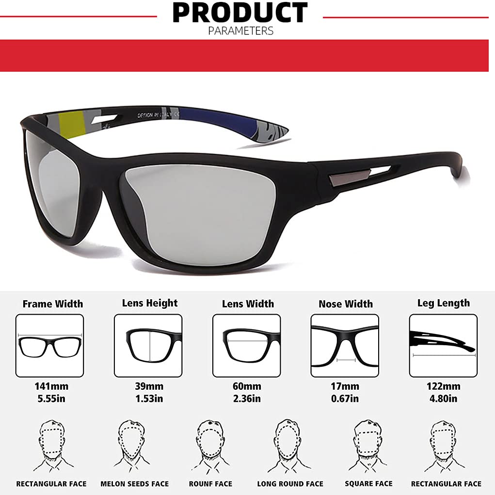 Occhiali da sole fotocromatici polarizzati da pesca per uomo e donna, protezione UV, ciclismo, guida, sport