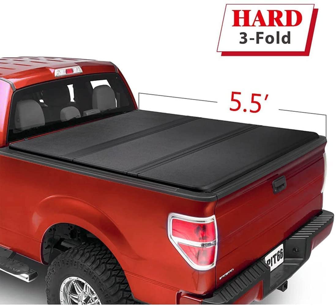 Buy PIT66 Upgraded Hard Trifold Truck Bed Tonneau Cover Compatible