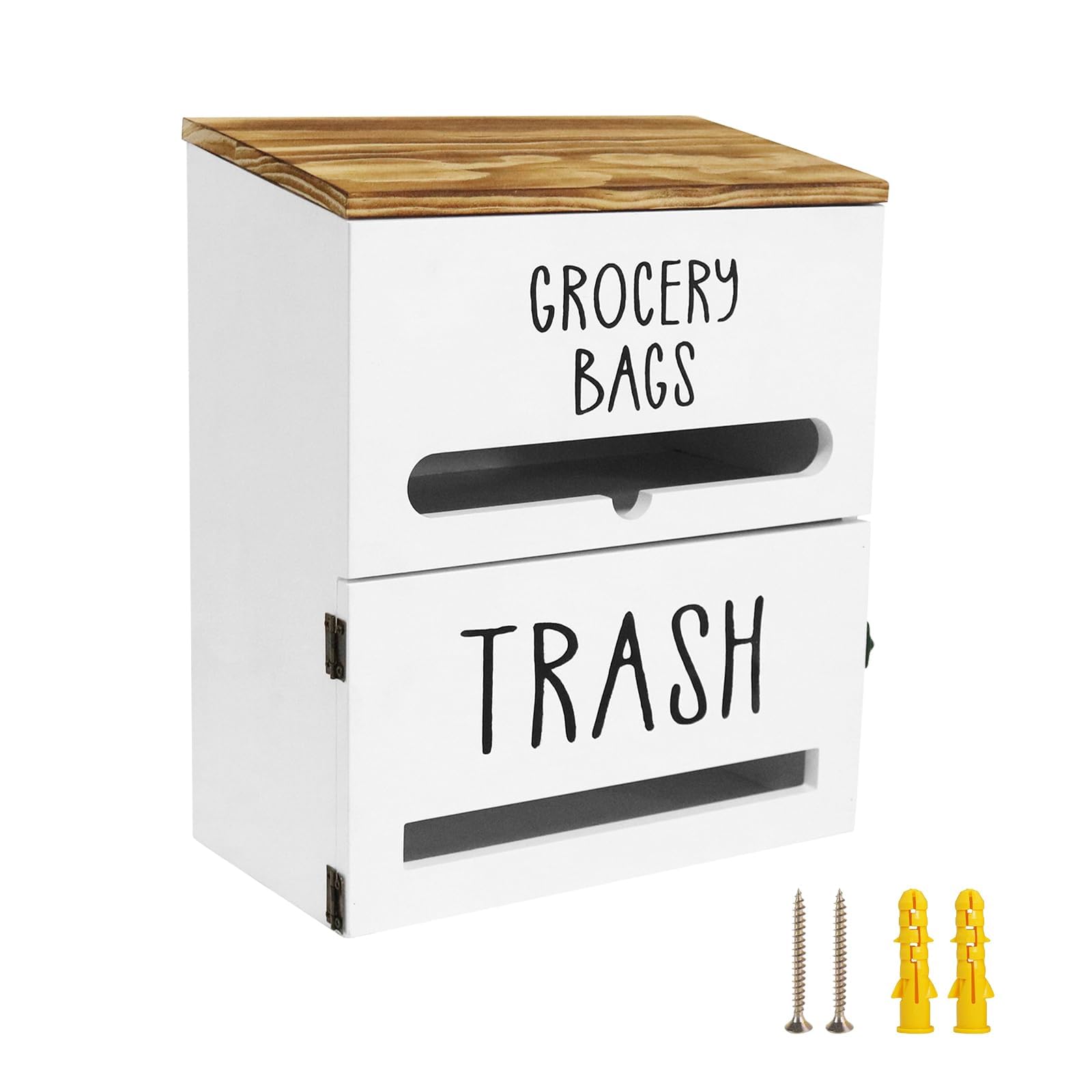 Ekoama Double Layer Wall Mounted Trash Bag Dispenser For Kitchen Offices With Wooden And Easy Access