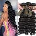 QTHAIR 10A Peruvian Virgin Hair Loose Deep Wave Human Hair 100% Unprocessed Peruvian Loose Deep Wave Virgin Hair Weave Natural Black Color Human Hair Bundles (16” 18” 20”)