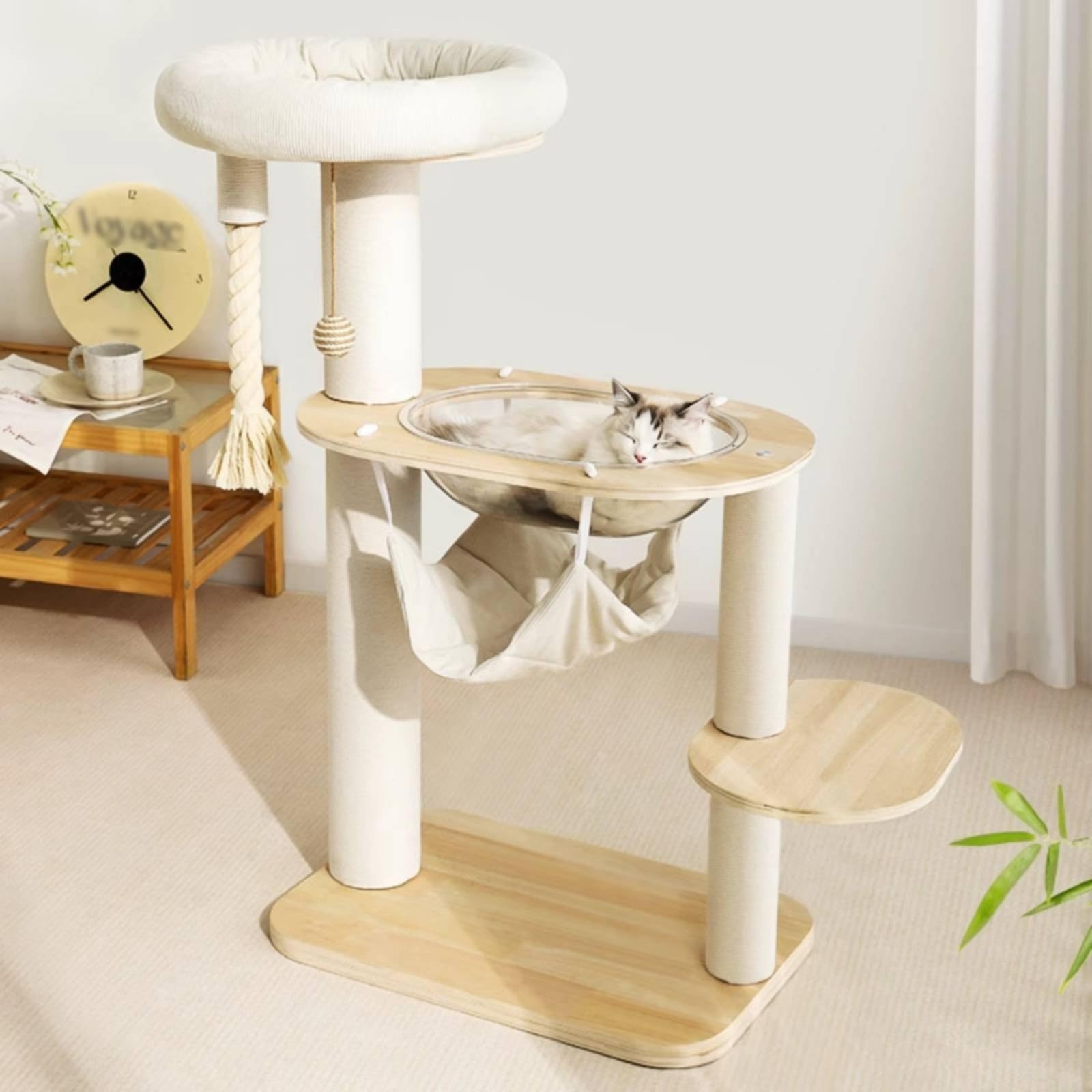 predolo Feline Climbing Structure With Hammock Salvaspazio Albero Tiragraffi con Amaca Multi-Level Cat Climbing Cat Climber per, Albero Per Gatti Con Cuccia A Piattaforma Grande E Scala