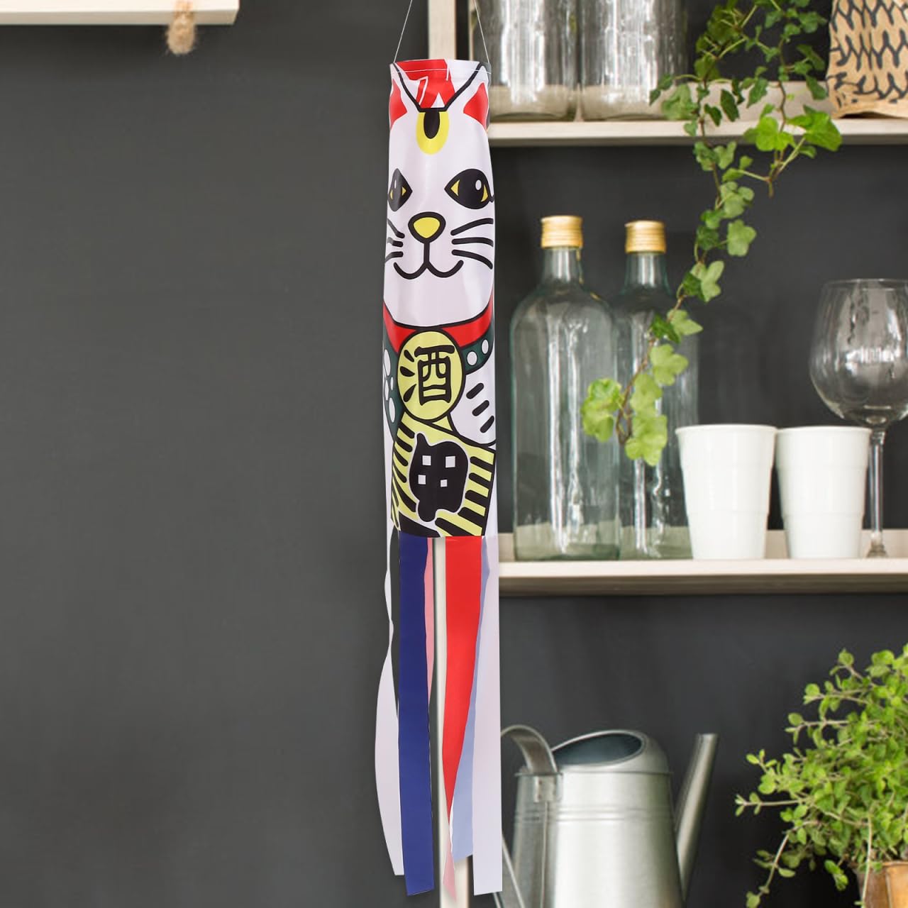 PRETYZOOM Drapeaux Suspendus Japonais Et Coréens 4 Pièces Manche À Air Décoration Extérieure Jardin Restaurant Léger Résistant Aux Intempéries 27.5X3.1 Pouces