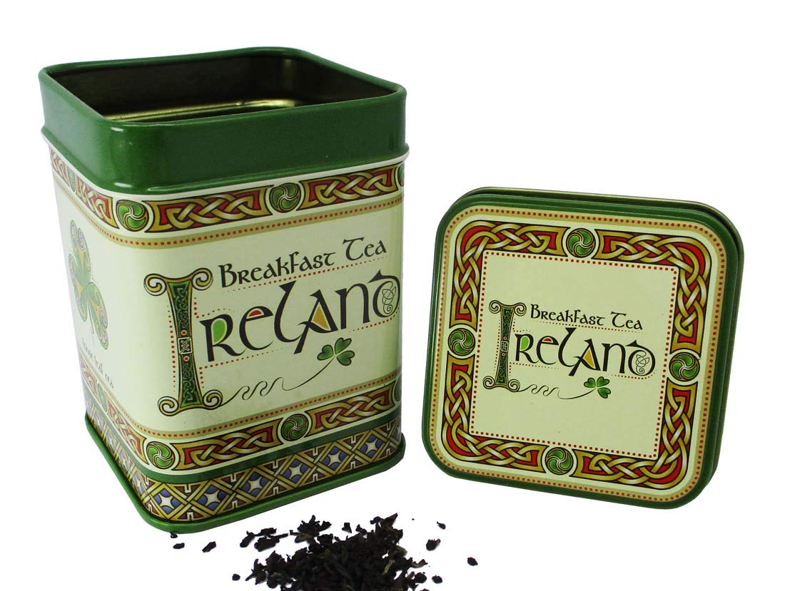 Royal Tara Irish Breakfast Tea of Loose Leaf Blended Black Tea Celtic Tin with Shamrocks and Ireland (1)