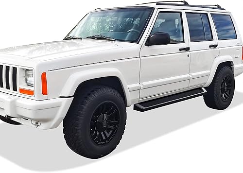 Miniatura 6 de APS Estribos negros estilo compatible con Jeep Cherokee 1984-2000 de 4 puertas (barras nerf barras laterales de escalones laterales)