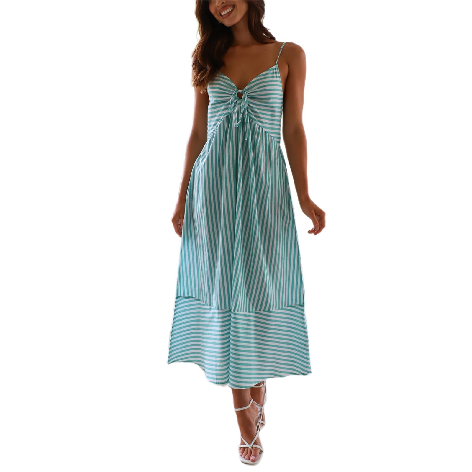 Robe de plage à rayures pour flâner sous le soleil cet été en robe fluide