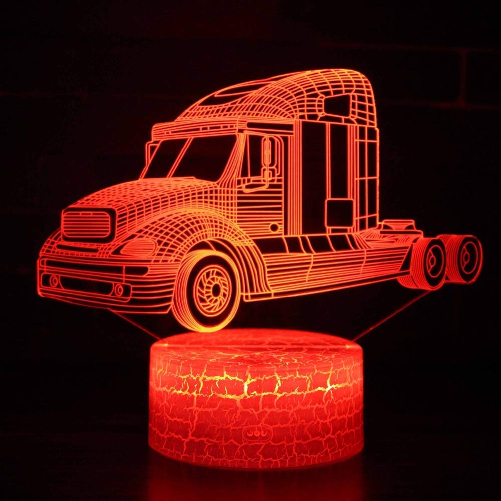 Lampada 3D A Illusione Ottica Con Camion – Luce Notturna LED 7 Colori, Touch, Con Cavo USB, Decorazione Camera O Regalo Originale - 5