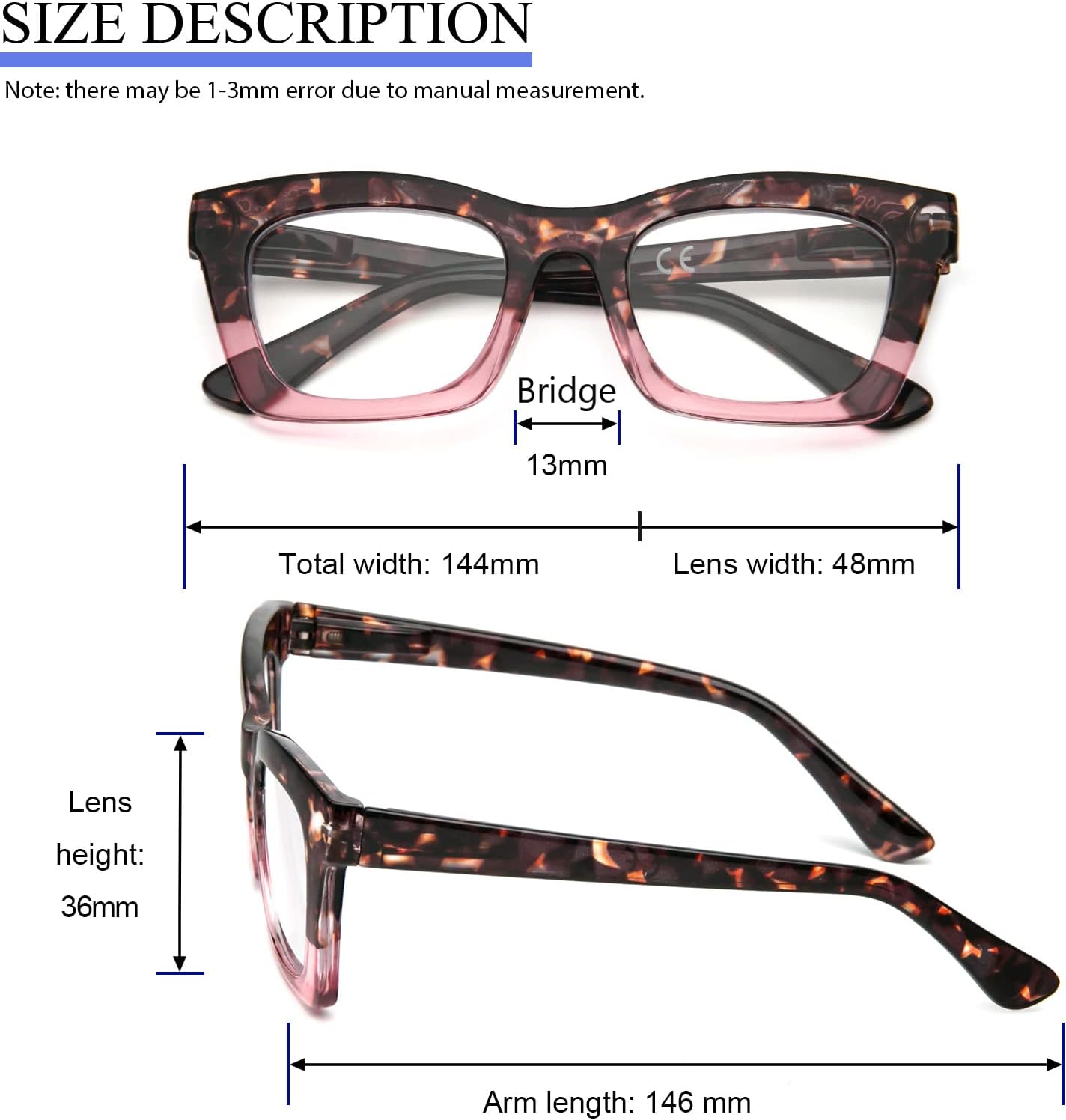 REAVEE 6 Pack Oprah Style Reading Glasses for Women Blue Light Blocking, Cute Square Computer Readers with Spring Hinge - Image 6