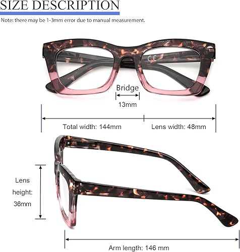 Miniatura 6 de REAVEE 6 Pack Oprah Style Reading Glasses for Women Blue Light Blocking, Cute Square Computer Readers with Spring Hinge