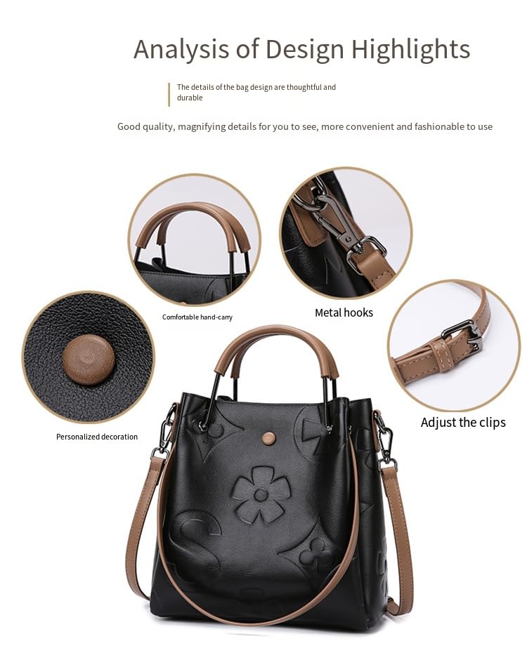 Large Capacity Shoulder Handbag, Commuter Bucket Bag, Women'S Tote Bag（ black BL，26 * 13 * 25CM）4