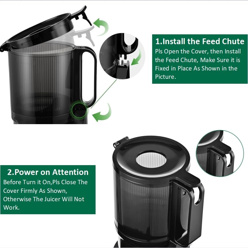 Miniatura 5 de Fretta - Exprimidor de prensa en frío, máquinas exprimidoras de masticación lenta con canal de alimentación grande de 4.25 pulgadas, se adapta a