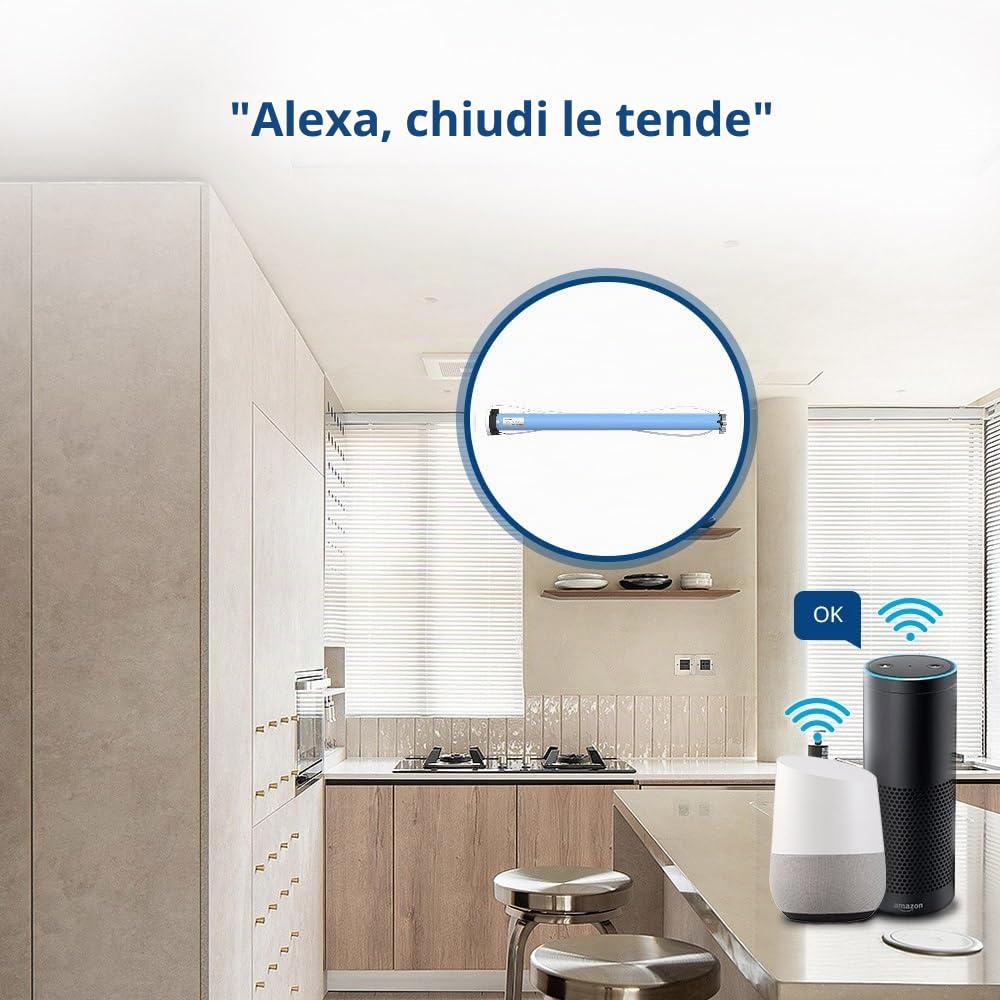 zemismart WiFi Motorizzato Tende a Rullo Motore per Tubo da 38 MM 2Nm Motore Tubolare per Otturatore Max 10 KG Blind Smart Life/Timer APP Tuya,Controllo Vocale Alexa Echo Telecomando (10)